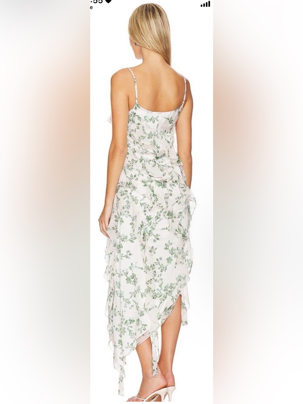 Misa Los Angeles White Floral Asymmetrical Ruffle Dress - Picture 3 of 15